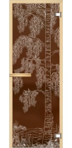 Стеклянная дверь для сауны АКМА GlassJet Дерево с водой