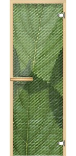 Стеклянная дверь для сауны АКМА GlassJet цветные Листья зелень