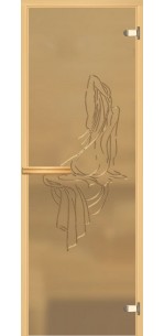 Стеклянная дверь для бани и сауны c гравировкой АКМА Нимфа
