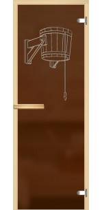 Стеклянная дверь для бани и сауны c гравировкой АКМА Облив